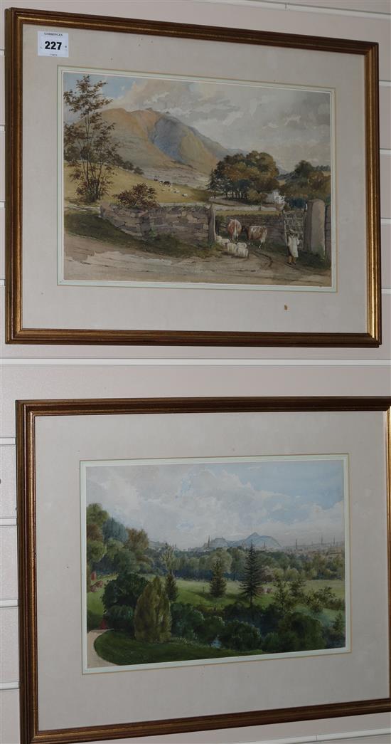 George Buchanan Wollaston (1814-1899) Saddleback and Low Nest Farm near Ambleside and A view of Edinburgh 10 x 14in.